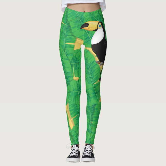 Blätter für Tukane und Bananen Leggings (Vorderseite)