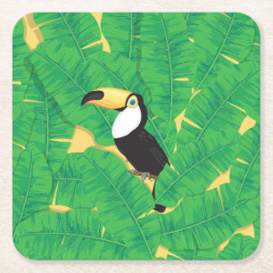 Blätter für Tukane und Bananen Rechteckiger Pappuntersetzer
