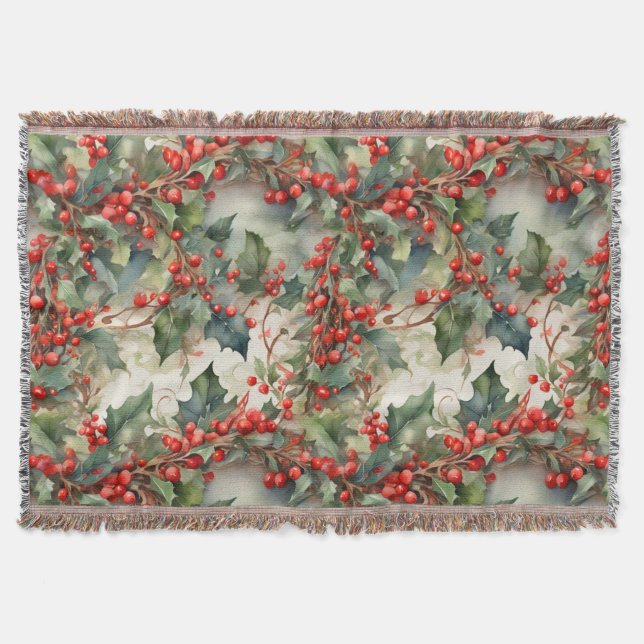 Blätter für Vintage Aquarellbeeren Decke (Vorderseite)