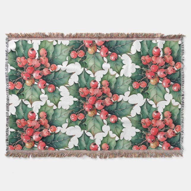 Blätter für Vintage Aquarellbeeren Decke (Vorderseite)