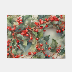 Blätter für Vintage Aquarellbeeren Fußmatte