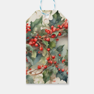 Blätter für Vintage Aquarellbeeren Geschenkanhänger