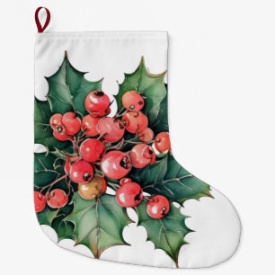 Blätter für Vintage Aquarellbeeren Großer Weihnachtsstrumpf