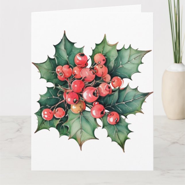 Blätter für Vintage Aquarellbeeren Karte (Vorderseite)