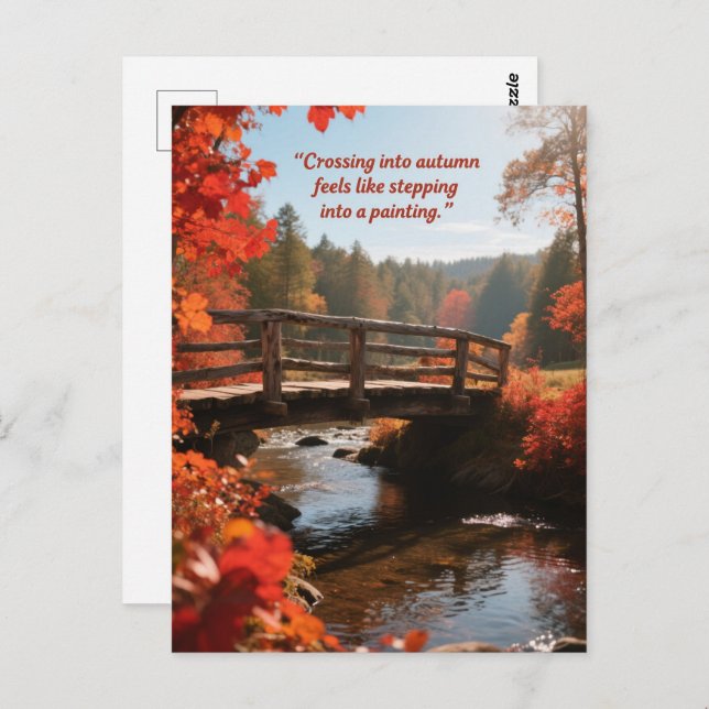 Blätter für Waldbäume im Herbst - Zitate Postkarte (Vorne/Hinten)