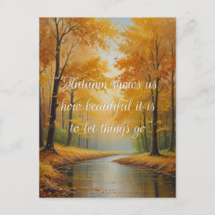 Blätter für Waldbäume im Herbst - Zitate Postkarte