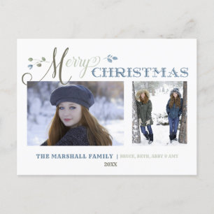 Blätter für Wasserfarben   2 FOTO   Frohe Weihnach Feiertagspostkarte