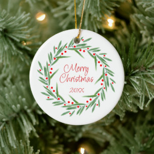 Blätter für Wasserfarben & Beeren Kranz Keramik Ornament