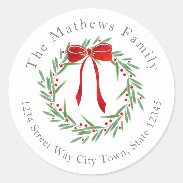 Blätter für Wasserfarben, Berries & Bow Kräne Runder Aufkleber (Vorderseite)