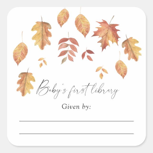 Blätter für Wasserfarben - Buchzeichen mit Kinderd Quadratischer Aufkleber (Vorderseite)