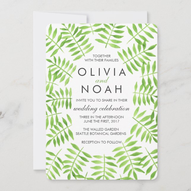 Blätter für Wasserfarben Einladung (Vorderseite)