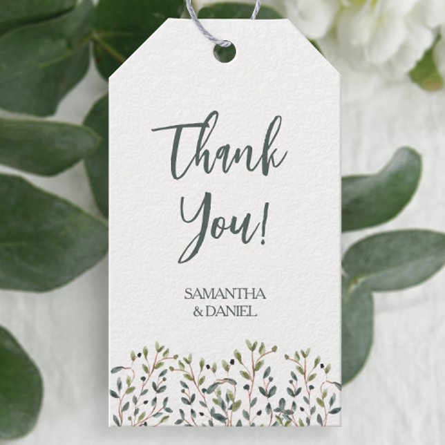 Blätter für Wasserfarben Geschenkanhänger (Easily personalize these pretty botanical favor tags with just a few clicks.)