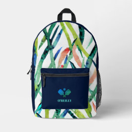 Blätter für Wasserfarben Modernes Monogramm-Pickle Bedruckter Rucksack