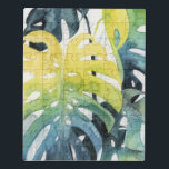 Blätter für Wasserfarben-Sonnenuntergang Puzzle<br><div class="desc">"Sunset Palm Zusammensetzung I" von Grace Popp. Die tropische Vegetation im Wasser.</div>