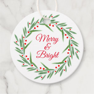 Blätter für Wasserfarben und Beeren Geschenkanhänger