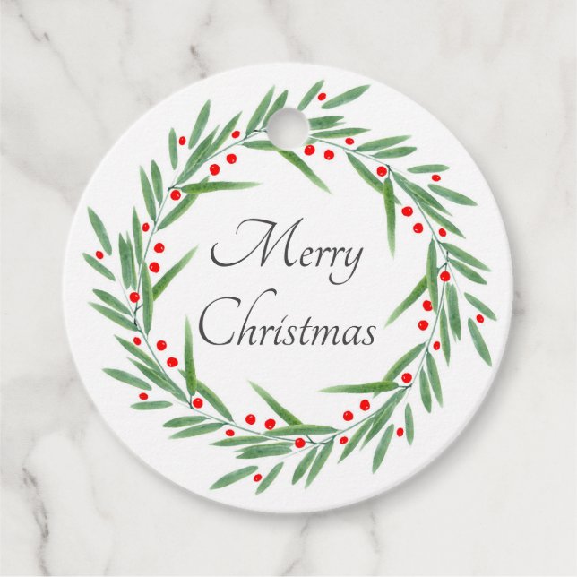 Blätter für Wasserfarben und Beeren Geschenkanhänger (Vorderseite)