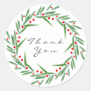 Blätter für Wasserfarben und Beeren Runder Aufkleber