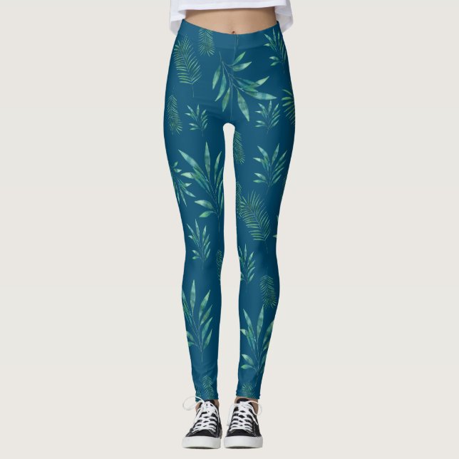 Blätter für Wasserfarbenpalme Leggings (Vorderseite)