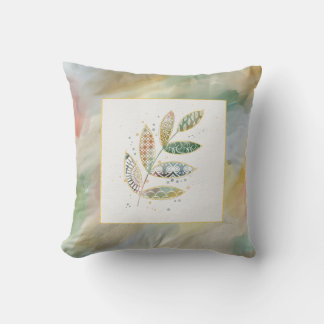 Blätter für Wasserfarbmuster Monogramm Kissen