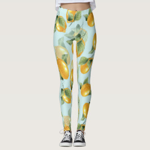 Blätter für Zitronen: Aquarellfarben Nahtlose Druc Leggings