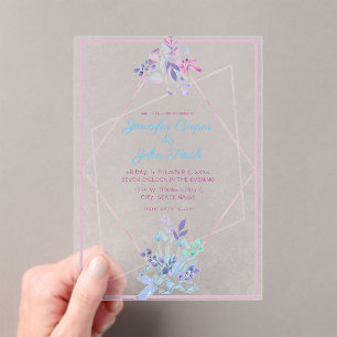 Blätter & Gem Diamond Geometric Modern Wedding Acryleinladungen