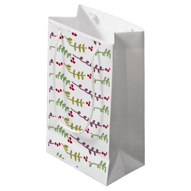 Blätter gemustert kleine geschenktüte (Vorderseite Schrägansicht)