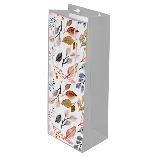 Blätter Geschenktüte Für Weinflaschen (Vorderseite Schrägansicht)