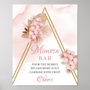 Blätter getrocknete Palme Blush Blume Mimosa Bar S Poster