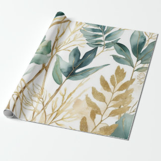 Blätter Goldene Linie Geschenkpapier