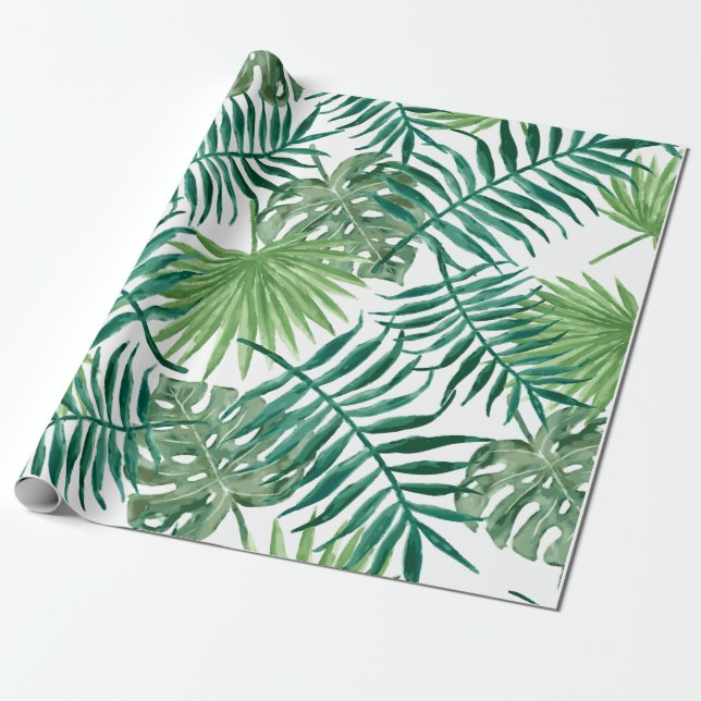 Blätter "Greenery Tropical Monstera" und "Palm" Geschenkpapier (Ungerollt)