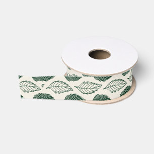 Blätter (grün auf Creme) Ripsband
