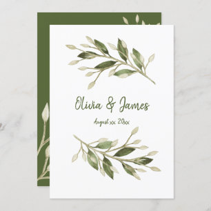 Blätter, Grünpflanzen, Hochzeit Einladung