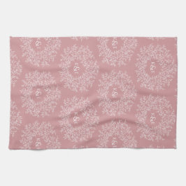 Blätter handgezeichnet monogramm rosa Hochzeit Geschirrtuch