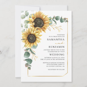 Blätter Hochzeit der Sonnenblumen Einladung