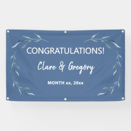 Blätter Hochzeit in Blau und Weiß Banner