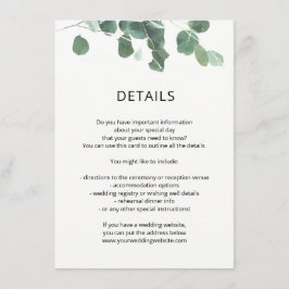 Blätter Hochzeit Infos Karte