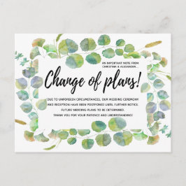 Blätter Hochzeitänderung von Plänen verschoben sto Postkarte