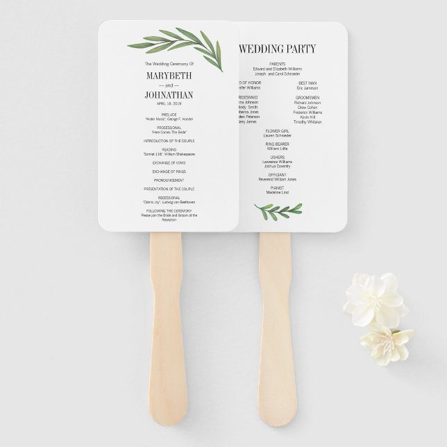 Blätter Hochzeitsfeiern für Wasserfarben Fächer (Vorne und Hinten)