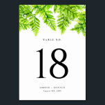 Blätter Hochzeitsfeiern mit Aquarellfarben Tischnummer<br><div class="desc">Fügen Sie Ihrem Event einen grünen Akzent mit diesen individuell anpassbaren Tischnummern hinzu. Es zeichnet sich durch Aquarellfarben-Farn-Blätter aus. Personalisieren Sie diese,  indem Sie Ihre Daten hinzufügen. Diese grünen Tischnummern sind ideal für Hochzeiten,  Brautpartys,  Geburtstagsfeiern und vieles mehr.</div>