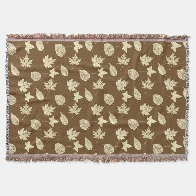 Blätter im Herbst - beige und Schokolade Decke (Vorderseite)
