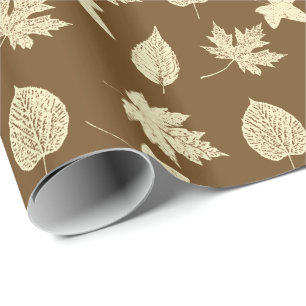 Blätter im Herbst - beige und Schokolade Geschenkpapier