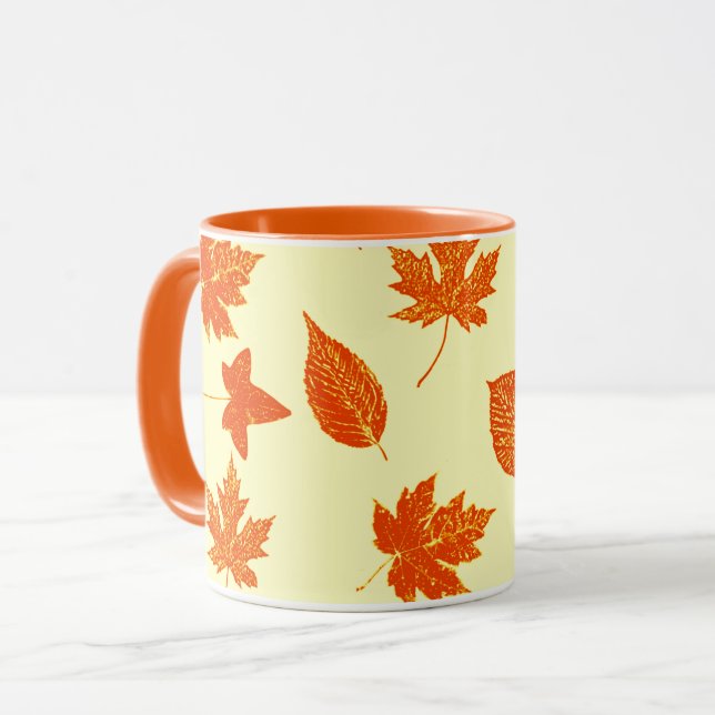 Blätter im Herbst - blassgelb und orange Tasse (Vorderseite Links)