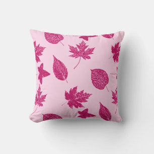 Blätter im Herbst - Bordeaux und Muschel rosa Kissen