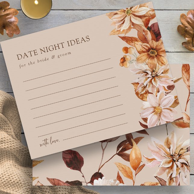 Blätter im Herbst Datum Nachtideenkarte (Taupe Autumn Tan Leaves Date Night Ideas Card by Painted Paperie
)