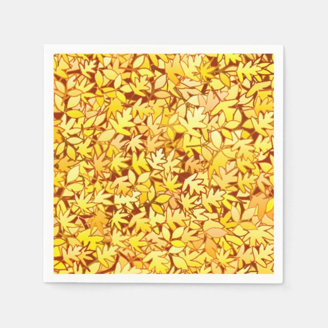 Blätter im Herbst, goldgelb Serviette (Vorderseite)