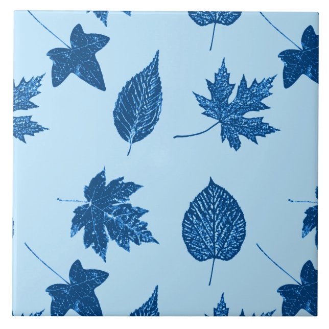 Blätter im Herbst - Indigo und blass Fliese (Vorderseite)