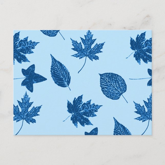 Blätter im Herbst - Indigo und blass Postkarte (Vorderseite)