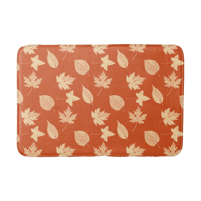 Blätter im Herbst - Mandarine Badematte (Vorderseite)