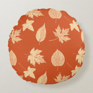 Blätter im Herbst - Mandarine Rundes Kissen