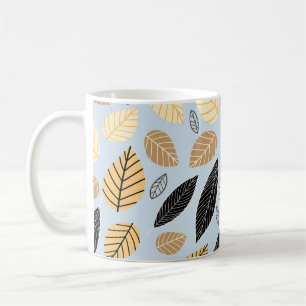 Blätter im Herbst: Nahtloser blauer Hintergrund Kaffeetasse